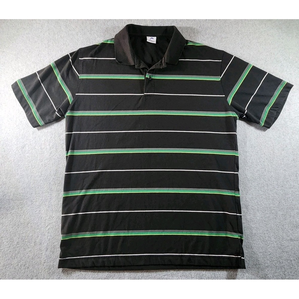 Gioberti Men's Polo Shirt, Size L, Black Stripe, Short Sleeve